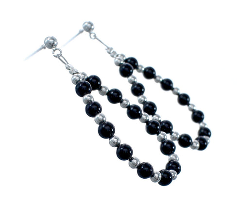 Sterling Silver Onyx Bead Post Dangle Earrings AX128082